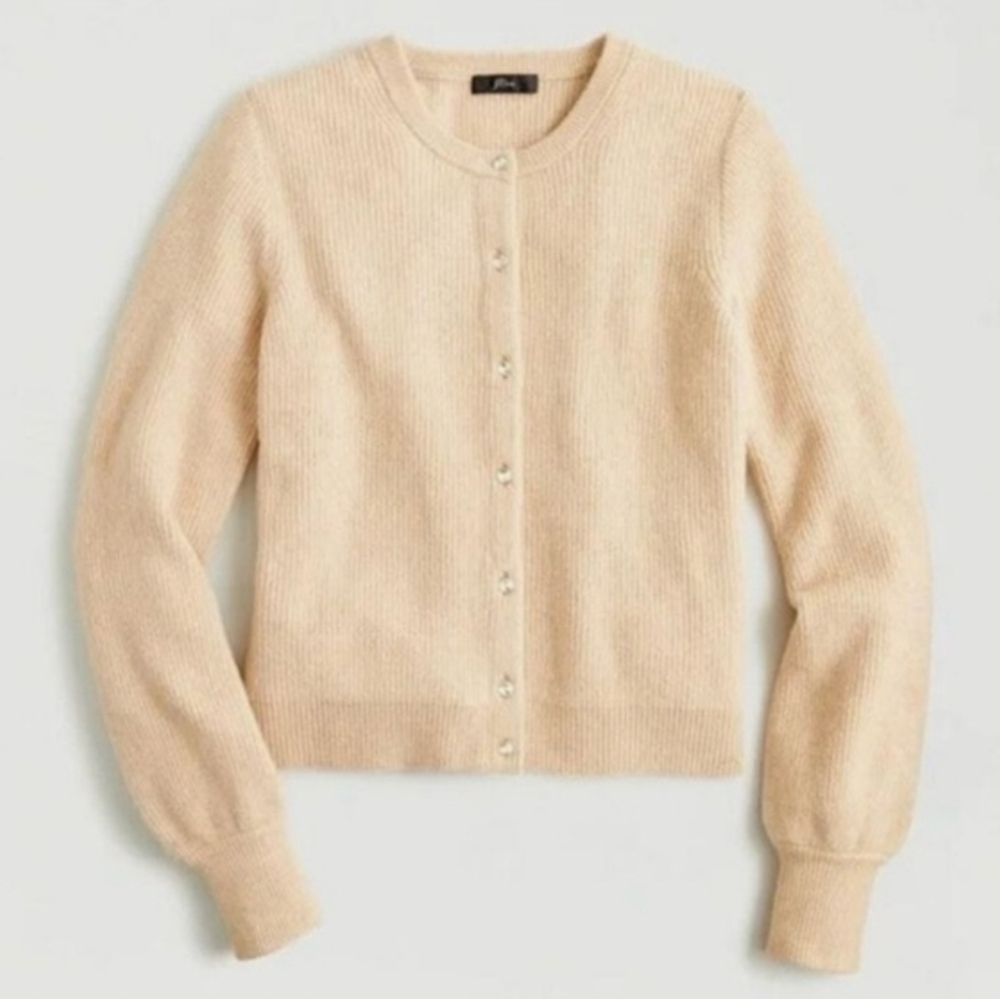 J. Crew Ribbed Jewel Button Cardigan Supersoft Yarn Blush Pink Size Large
